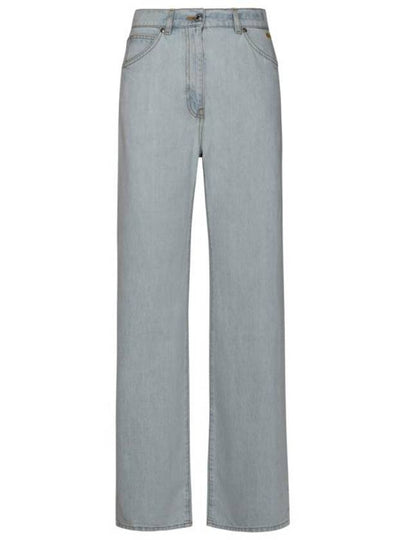 High Rise Denim Cotton Wide Jeans Blue - MSGM - BALAAN 2