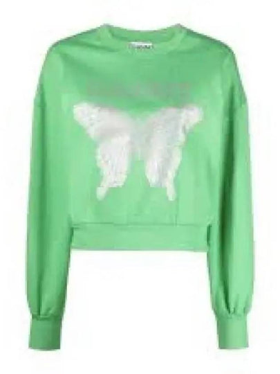 Butterfly Logo Print Organic Cotton Sweatshirt Kelly Green - GANNI - BALAAN 2