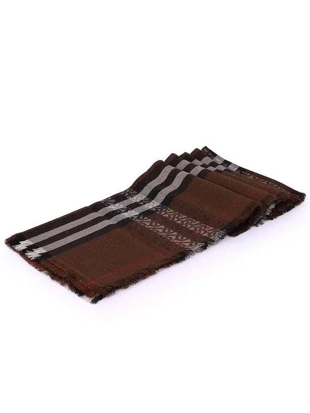 Wool Silk Monogram Check Scarf Brown - BURBERRY - BALAAN 2