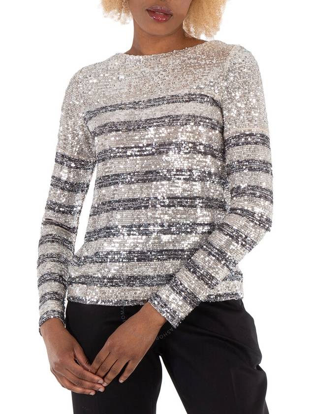 In The Mood For Love Carita Stripe Sequin Long-sleeve Blouse, Size X-Small - IN THE MOOD FOR LOVE - BALAAN 1