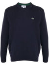 Basic Crew Neck Pullover Knit Top Blue Marine - LACOSTE - BALAAN 1