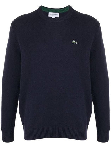 Basic Crew Neck Pullover Knit Top Blue Marine - LACOSTE - BALAAN 1