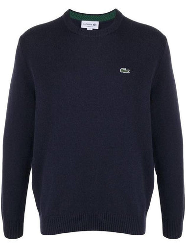 Basic Crew Neck Pullover Knit Top Blue Marine - LACOSTE - BALAAN 1