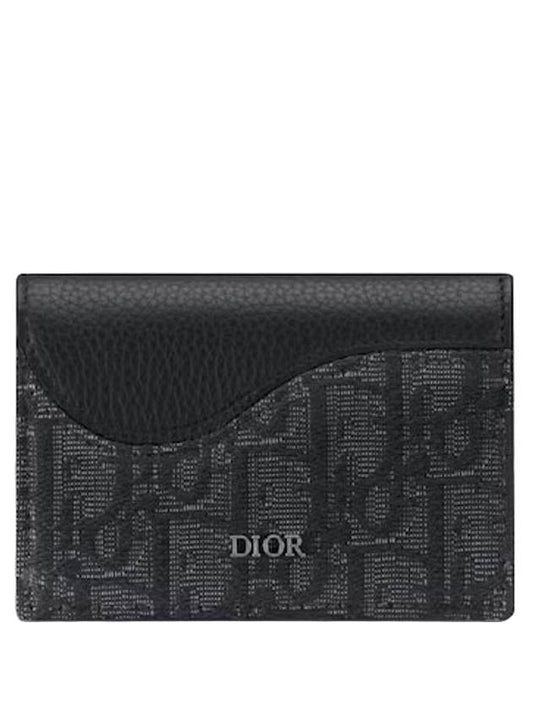 Saddle Oblique Jacquard Canvas Card Wallet Black - DIOR - BALAAN 1