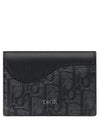 Saddle Oblique Jacquard Canvas Card Wallet Black - DIOR - BALAAN 1