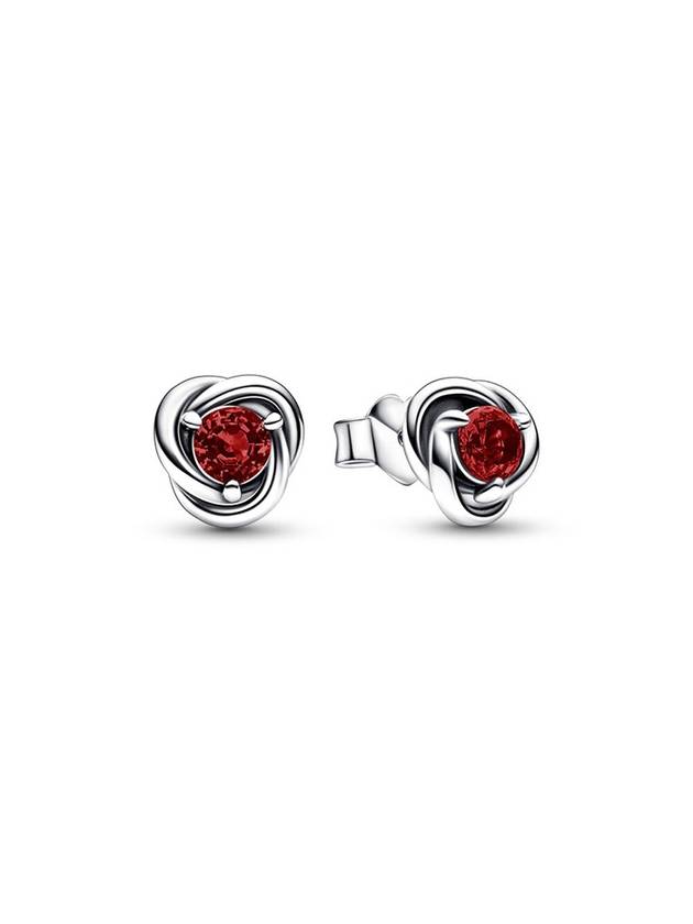 January Birthstone Eternity Stud Earrings Red Silver - PANDORA - BALAAN 1