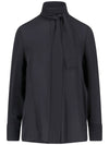 Scarf Neck Long Sleeve Silk Blouse Black - VALENTINO - BALAAN 2