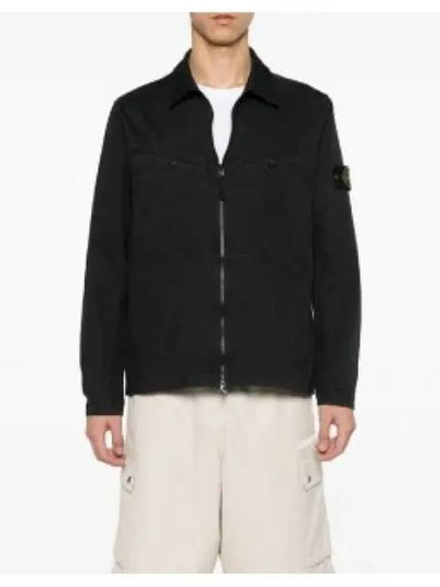 Wappen Patch Overshirt Zip Up Jacket Black - STONE ISLAND - BALAAN 2