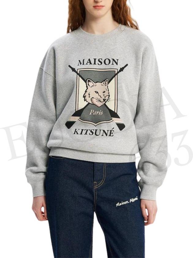 College Fox Print Sweatshirt Light Grey Melange - MAISON KITSUNE - BALAAN 6