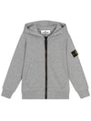 Kids Garment Dyed Heavy Weight Zip Up Hoodie Grey - STONE ISLAND - BALAAN 3