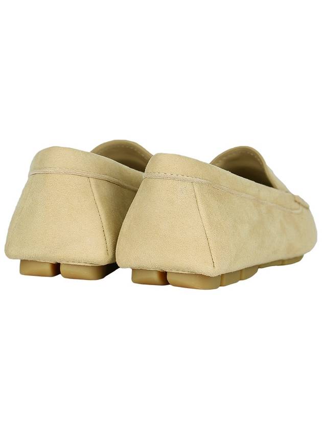 Triangle Logo Suede Driving Shoes Beige - PRADA - BALAAN 6