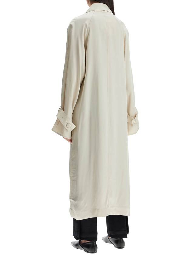 long white satin trench dress in viscose - TOTEME - BALAAN 3