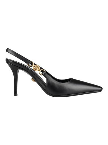 Medusa Detail Calf Leather Slingback Heels Black - VERSACE - BALAAN 1