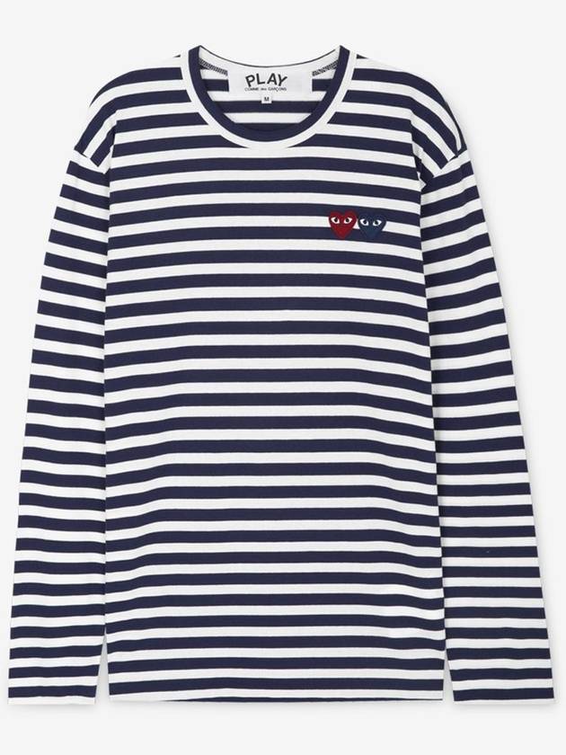 Men s Double Heart Wappen Navy Long Sleeve T Shirt AZ T228 051 1 - COMME DES GARCONS - BALAAN 1