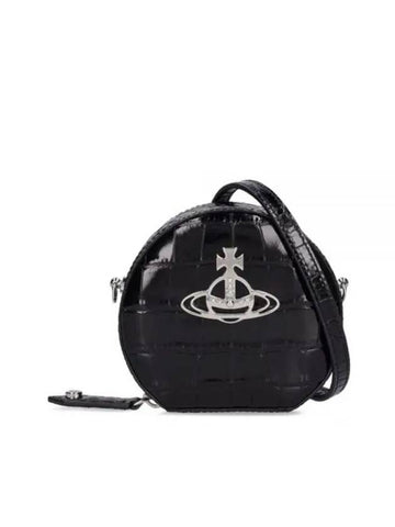 Crocodile Mini Round Leather Cross Bag Black - VIVIENNE WESTWOOD - BALAAN 1