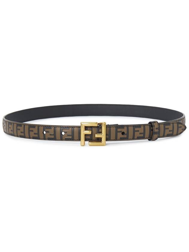 FF Square Stud Buckle Leather Belt Brown - FENDI - BALAAN 3