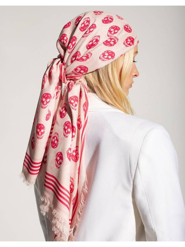 Biker Red Skull Scarf White - ALEXANDER MCQUEEN - BALAAN 5