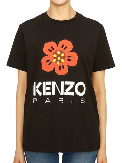 Women's Boke Flower Loose Fit Short Sleeve T-Shirt Black - KENZO - BALAAN 2