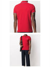 Stripe Trimming Logo Short Sleeve Polo Shirt Red - MONCLER - BALAAN 6