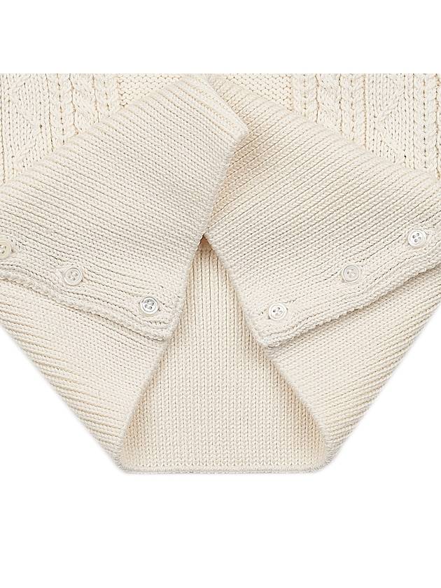 4 Bar Aran Cable Merino Crew Neck Pullover Knit Top White - THOM BROWNE - BALAAN 11