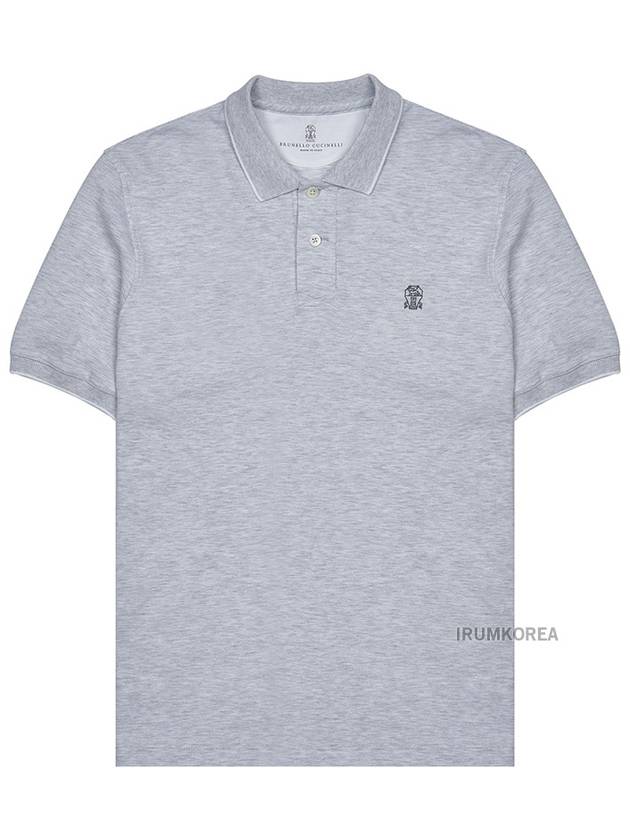 Embroidered Logo Short Sleeve Polo Shirt Grey - BRUNELLO CUCINELLI - BALAAN 11