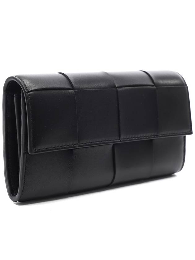 Cassette Flap Leather Long Wallet Black - BOTTEGA VENETA - BALAAN 4