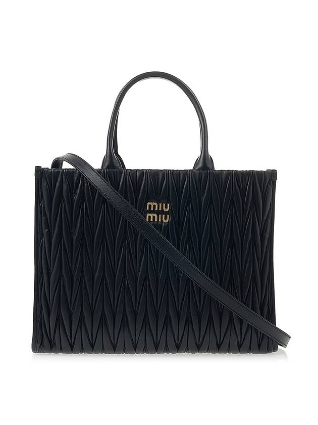 Matelasse Logo Tote Bag Black - MIU MIU - BALAAN 1