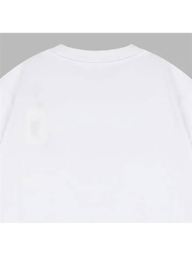 Chain Stitch Heart Logo Long Sleeve T-Shirt White - AMI - BALAAN 5