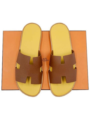 Men s Izmir Sandals Absong Yellow Gold John Imperial Slippers H221824ZH8R - HERMES - BALAAN 1