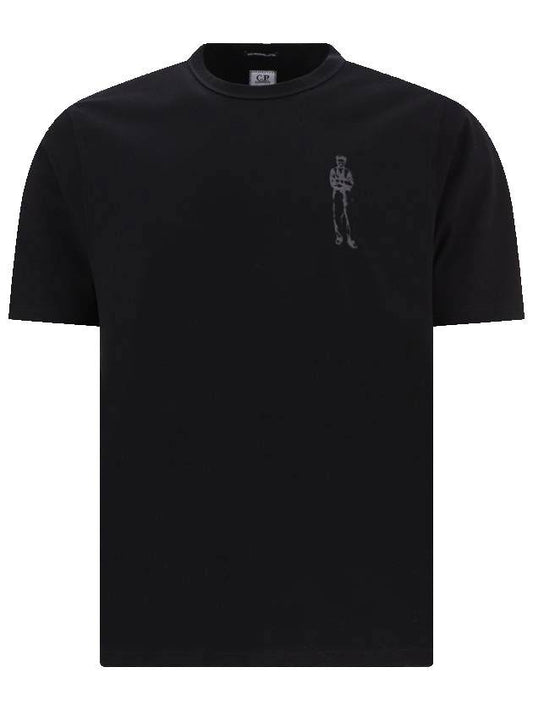 Men's Print Short Sleeve T-Shirt Black - CP COMPANY - BALAAN 1