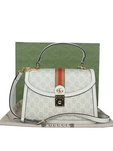 651055 Ophidia Web Small GG Beige White Canvas Top Handle 2WAY - GUCCI - BALAAN 1