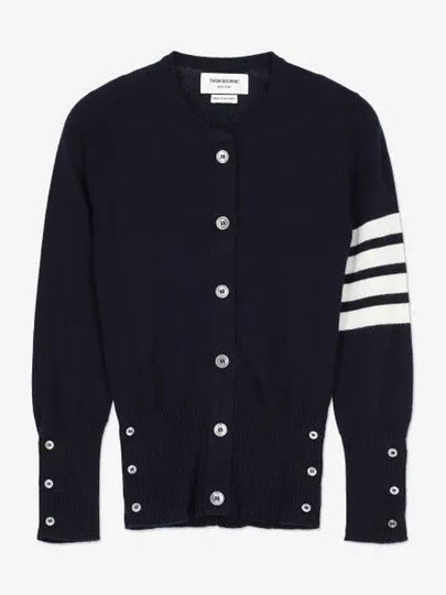 Cashmere Crew Neck Cardigan Navy - THOM BROWNE - BALAAN 2