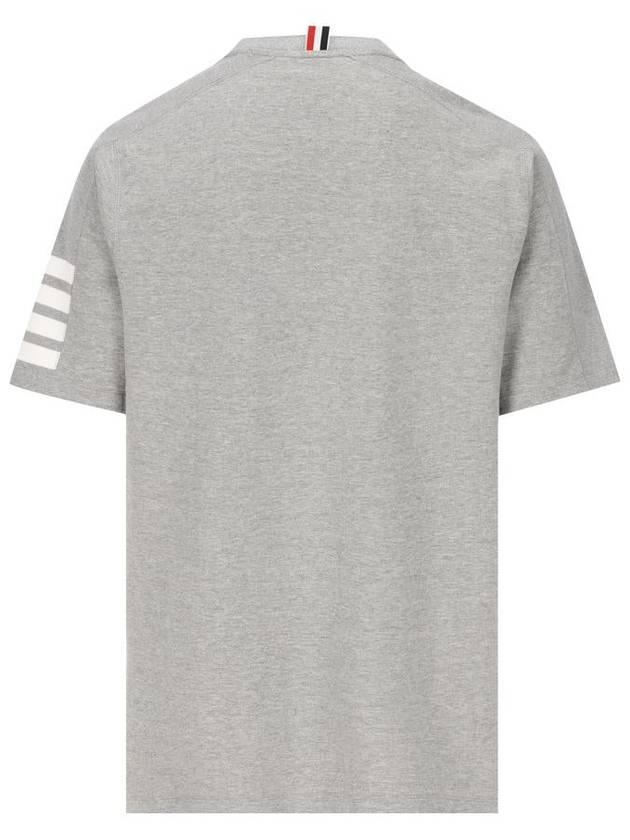 4-Bar Striped Cotton Short Sleeve T-Shirt Light Grey - THOM BROWNE - BALAAN 3