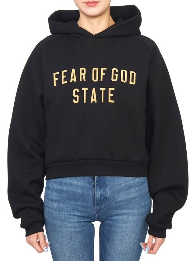 Logo Print Cropped Hoodie Black - FEAR OF GOD - BALAAN 2