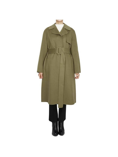 Wrap Wool Cashmere Belt Trench Coat Green - THEORY - BALAAN 2