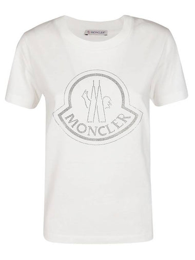 Beads Logo Round Short Sleeve T-Shirt White - MONCLER - BALAAN 1