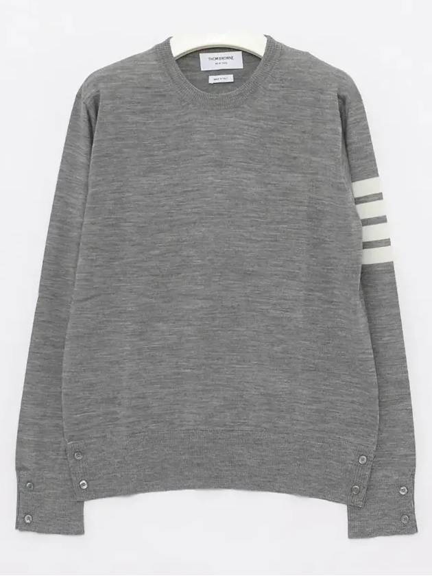 4 Bar Armband Classic Merino Wool Knit Top Light Grey - THOM BROWNE - BALAAN 3