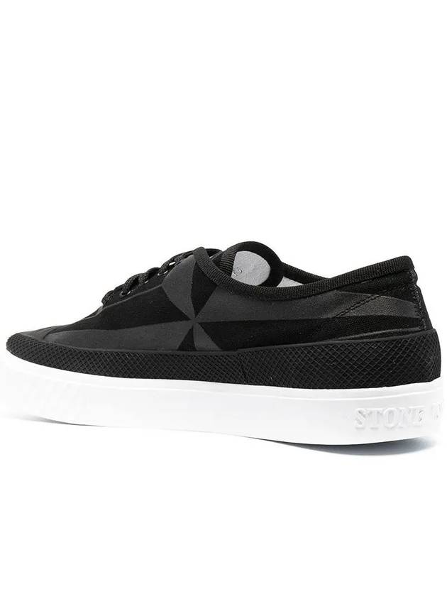 Logo Canvas Deck Low Top Sneakers Black - STONE ISLAND - BALAAN 4