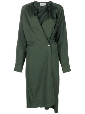 Asymmetric Midi Dress Green - LEMAIRE - BALAAN 1