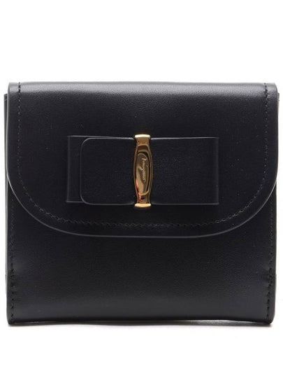 Logo Ribbon Half Wallet Black - SALVATORE FERRAGAMO - BALAAN 2