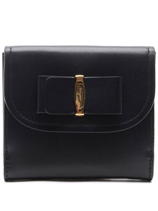 Logo Ribbon Half Wallet Black - SALVATORE FERRAGAMO - BALAAN 2