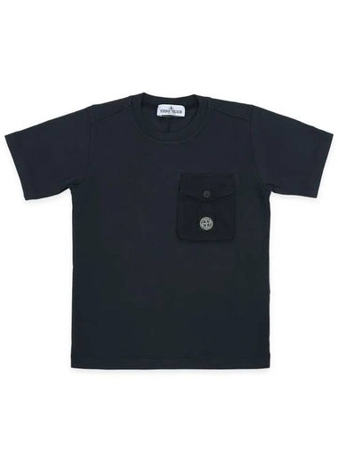 Stone Kids Waffen Patch Pocket Short Sleeve Navy 781620247 V0020 10 12A - STONE ISLAND - BALAAN 1