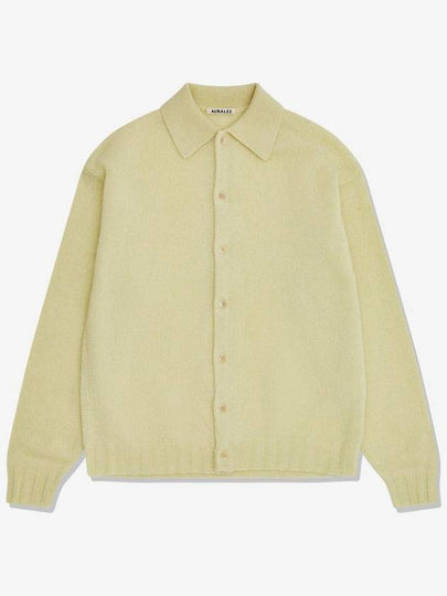 Shetland Wool Cashmere Knit Cardigan Light Yellow - AURALEE - BALAAN 2