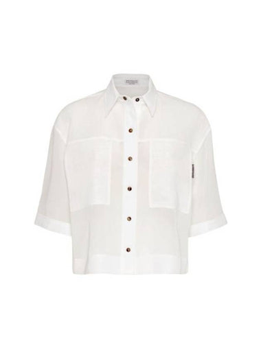 Semi Sheer Short Sleeve Shirt White - BRUNELLO CUCINELLI - BALAAN 1