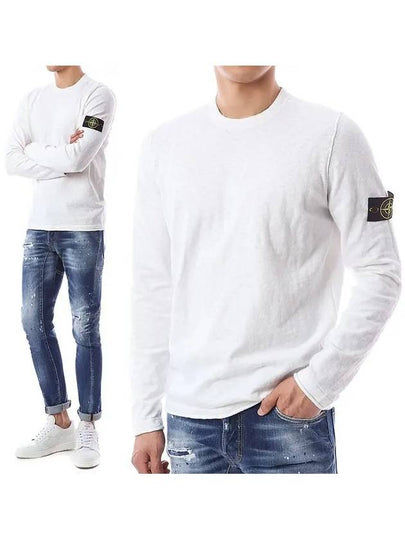 Compass Badge Ribbed Cotton Knit Top White - STONE ISLAND - BALAAN 2