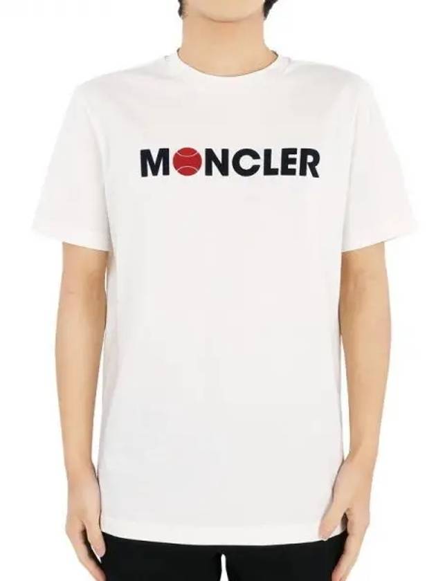 Men s Baseball Lettering Logo Short Sleeve White 8C00008 829HP 034 1141090 - MONCLER - BALAAN 1