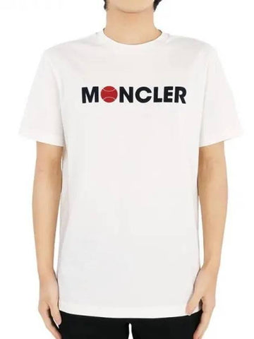 Men s Baseball Lettering Logo Short Sleeve White 8C00008 829HP 034 1141090 - MONCLER - BALAAN 1