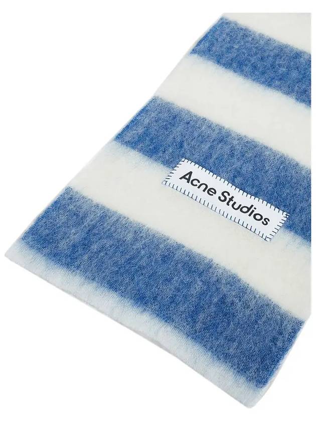 Logo Patch Stripe Wool Blend Muffler Blue White - ACNE STUDIOS - BALAAN 5