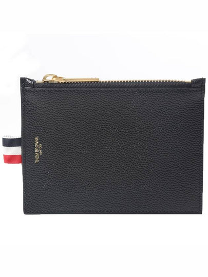 Pebble Grain Three Stripe Tab Small Coin Wallet Black - THOM BROWNE - BALAAN 2