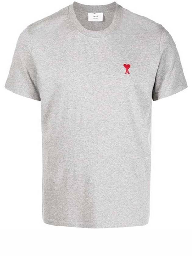 Small Heart Logo Short Sleeve T-Shirt Grey - AMI - BALAAN 1